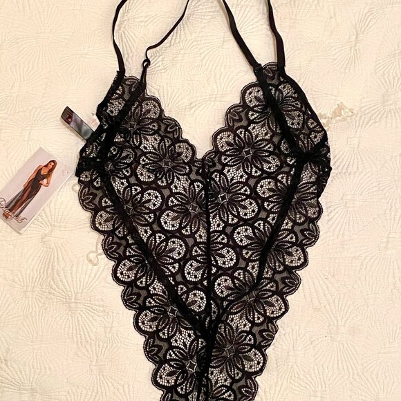 Black Sheer stretchy teddy NEW and sheer Skirt - Picture 2 of 10